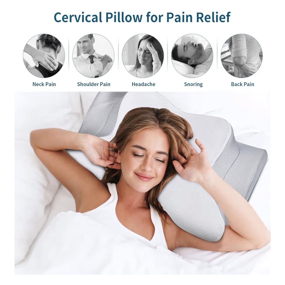 Ergonomic White and Gray Pillow set of 2 - Picture 2 of 3